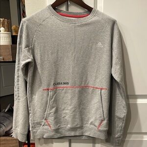 Adidas Gray Sweatshirt with Ribbed Collar and Red Accents